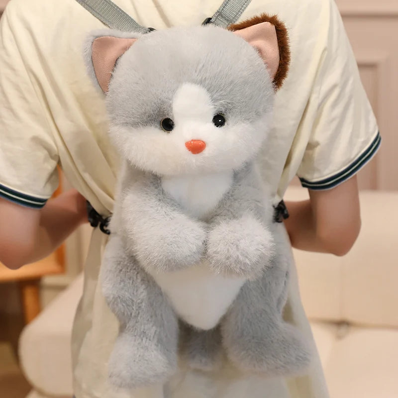 Kawaii Cat & Dog Family Plush Backpack