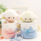 Kawaii Lamb In a Cup Plush Sling Bag