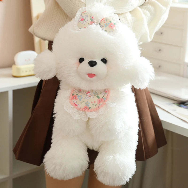 Kawaii Fluffy Puppy Plush Backpack Trio