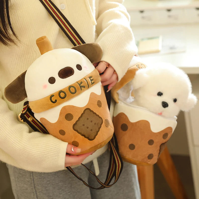 Kawaii Boba Dog Plush Sling Bag My Store