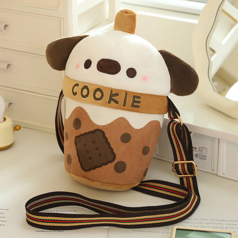 Kawaii Boba Dog Plush Sling Bag My Store