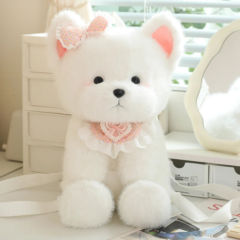 Kawaii Fluffy Puppy Plush Backpack Trio My Store