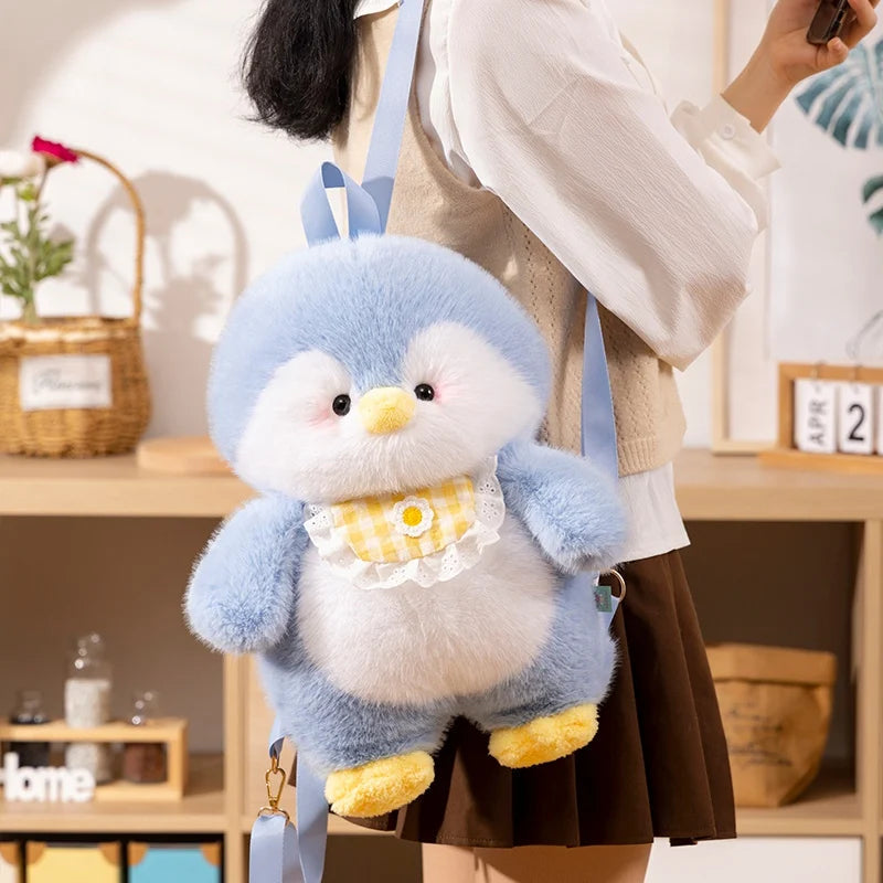 Kawaii Fluffy Penguin Plush Backpack My Store