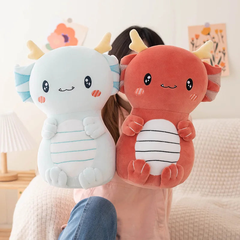 The Chonky Axolotl Dragon Plushie Duo