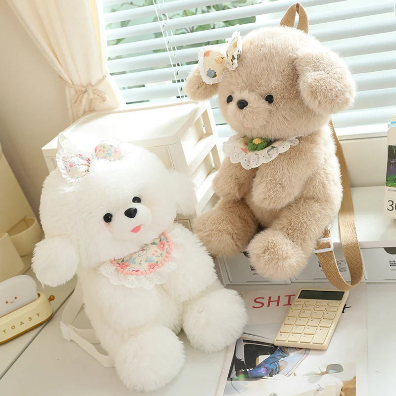 Kawaii Fluffy Puppy Plush Backpack Trio My Store