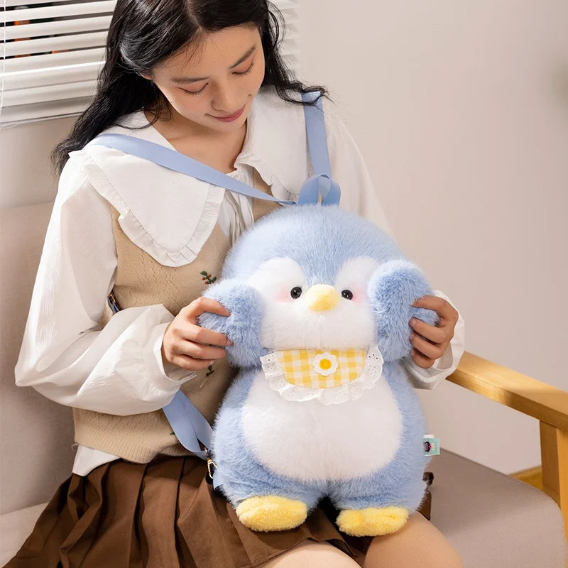 Kawaii Fluffy Penguin Plush Backpack My Store