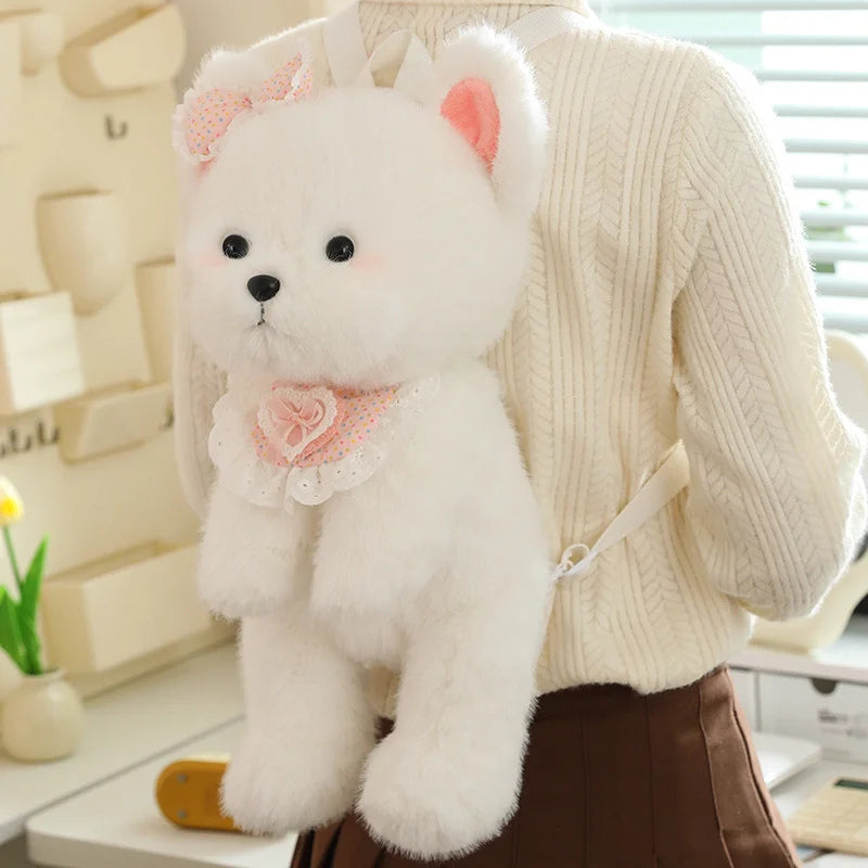 Kawaii Fluffy Puppy Plush Backpack Trio My Store
