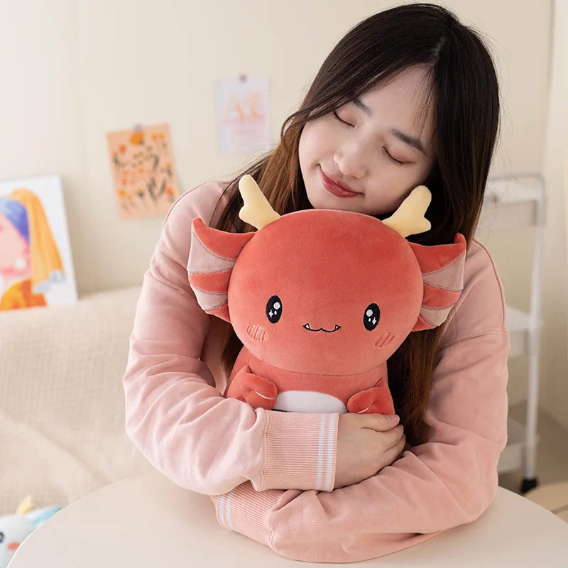 The Chonky Axolotl Dragon Plushie Duo
