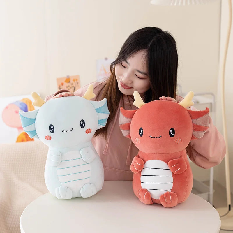 The Chonky Axolotl Dragon Plushie Duo
