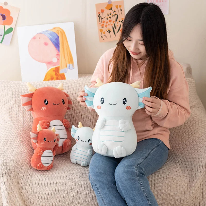 The Chonky Axolotl Dragon Plushie Duo