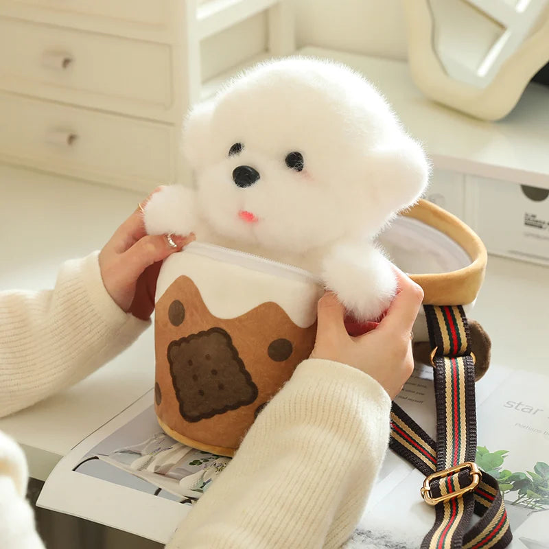 Kawaii Boba Dog Plush Sling Bag My Store