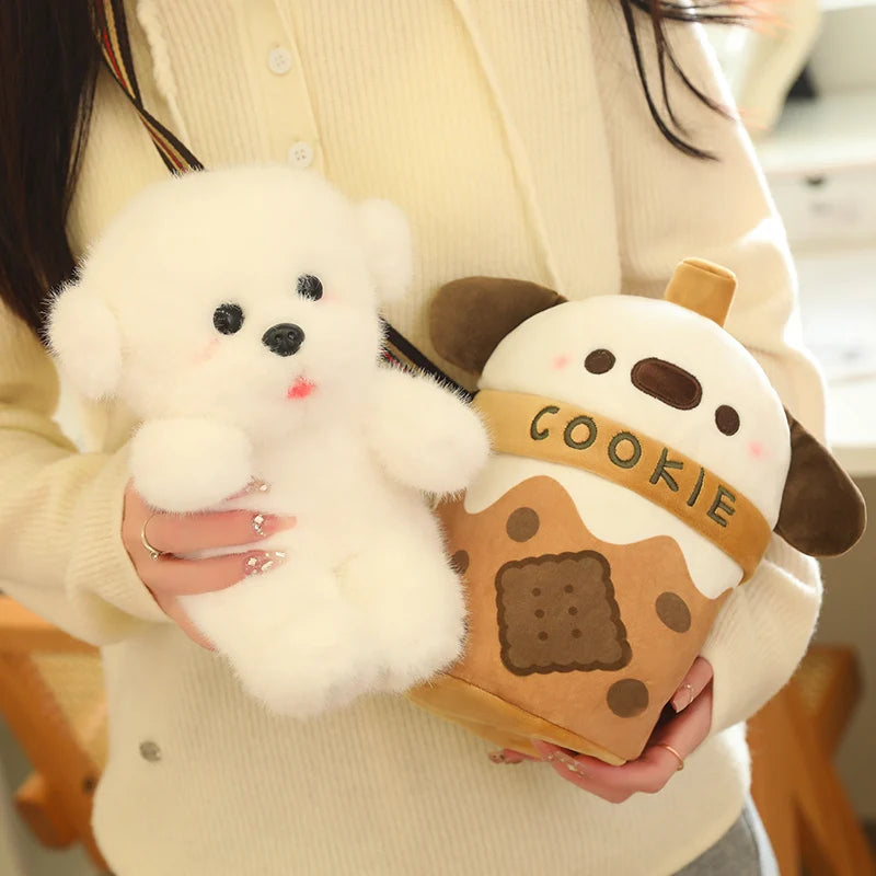 Kawaii Boba Dog Plush Sling Bag My Store