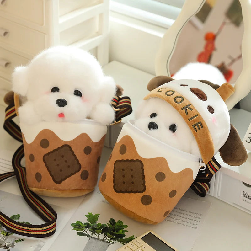 Kawaii Boba Dog Plush Sling Bag My Store