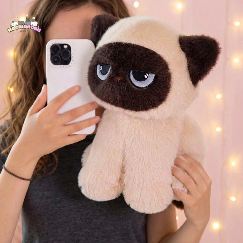 Fuku —  The Giant Bored Siamese Cat Plushie (Sitting) Mochidachii