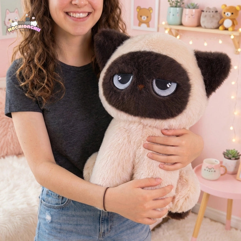 Fuku —  The Giant Bored Siamese Cat Plushie (Sitting) Mochidachii
