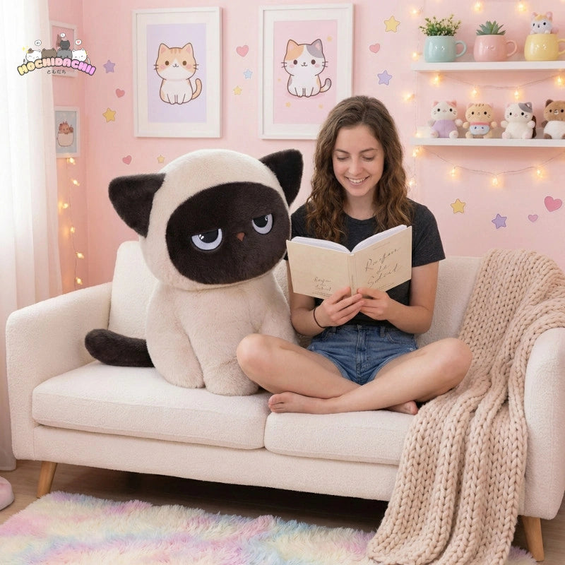 Fuku —  The Giant Bored Siamese Cat Plushie (Sitting) Mochidachii