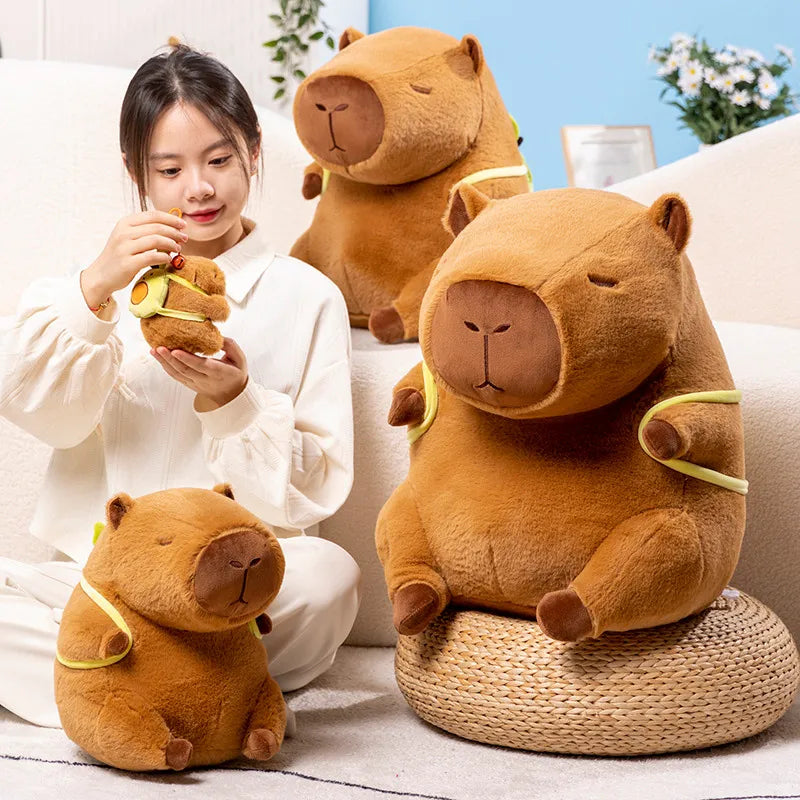 Kapi The Capybara Plushie With Avocado Backpack — Mochidachii (view 2)