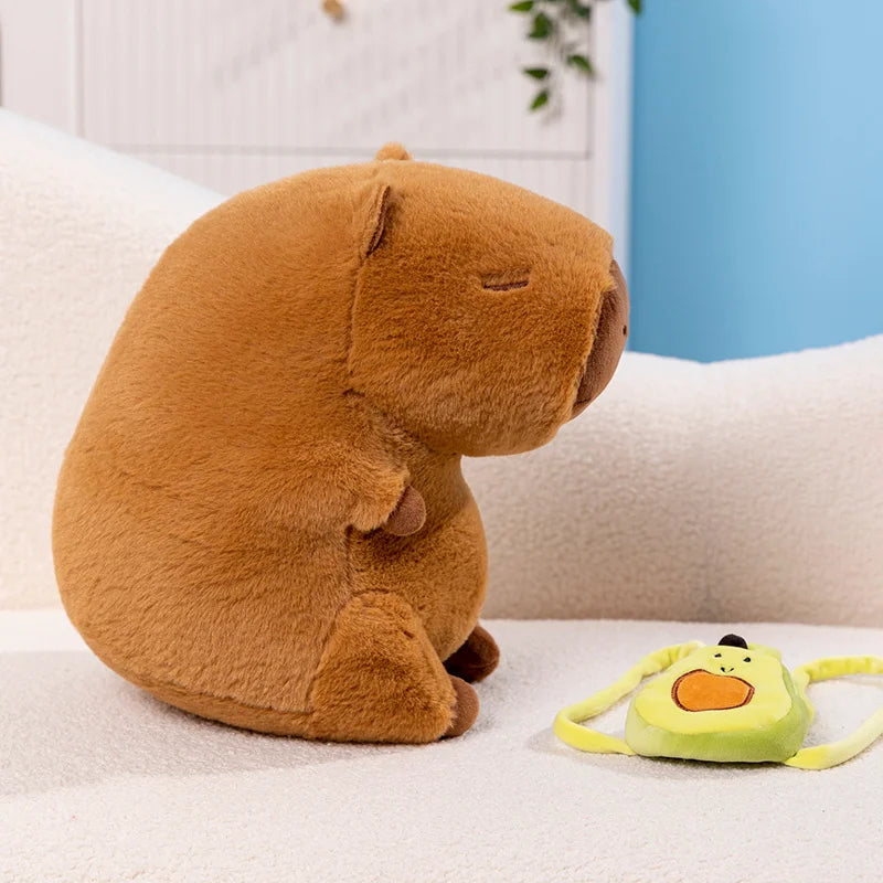 Kapi The Capybara Plushie With Avocado Backpack — Mochidachii (view 4)