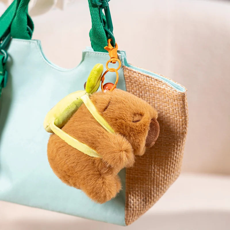 Kapi The Capybara Plushie With Avocado Backpack — Mochidachii (view 7)