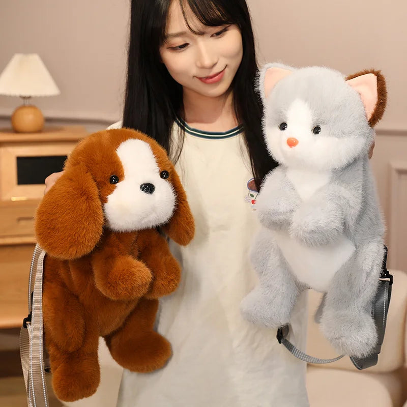 Kawaii Cat & Dog Family Plush Backpack — Mochidachii (view 5)