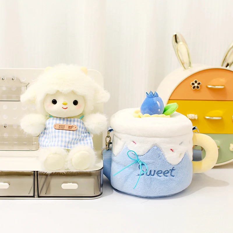 Kawaii Lamb In a Cup Plush Sling Bag