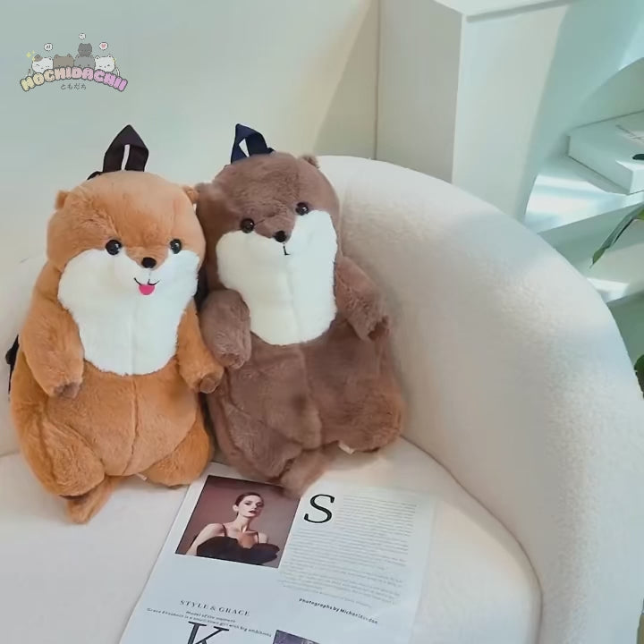 The Playful Otter Plush Backpack Duo