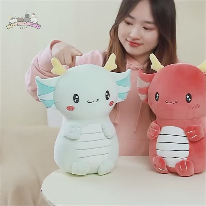 The Chonky Axolotl Dragon Plushie Duo