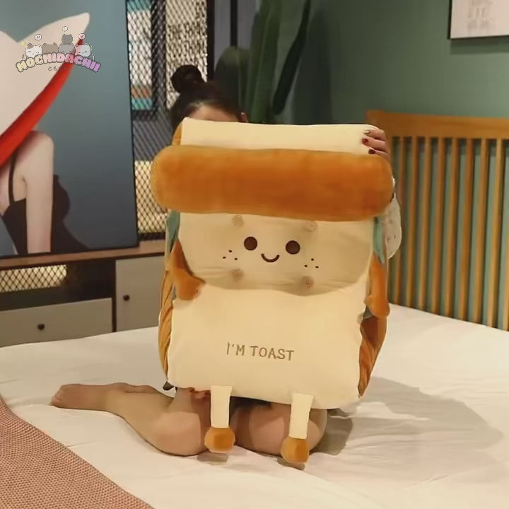 The Kawaii Toast Backrest Plush Cushion