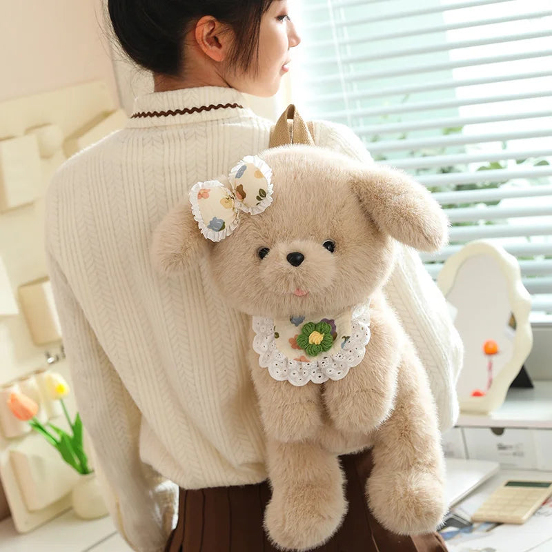 Kawaii Fluffy Puppy Plush Backpack Trio My Store