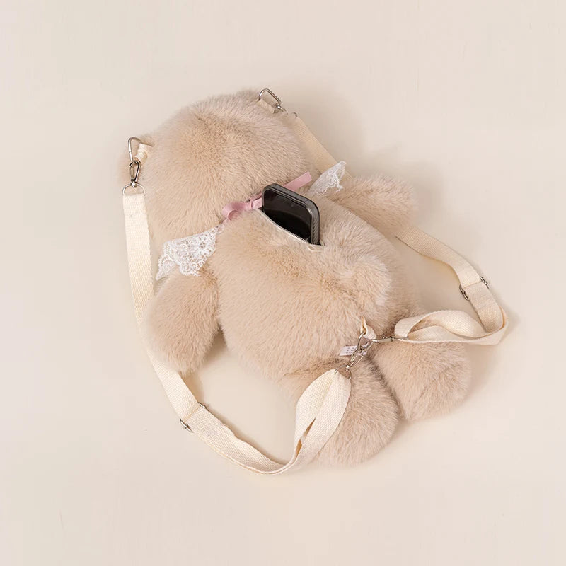 The Kawaii Fluffy Animal Crew Plush Backpack — Mochidachii (view 7)